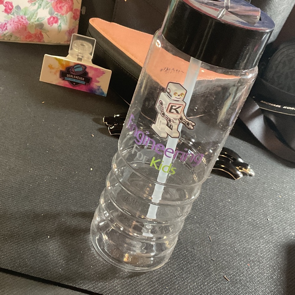 Clear Water Bottle with Robot Design
